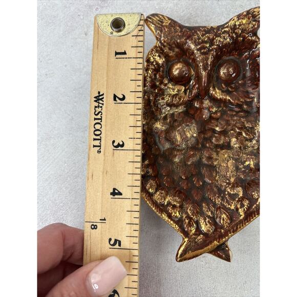 Vintage OWL Ceramic soap dish Reto1970’s style Dark Red And Gold - Picture 8 of 10